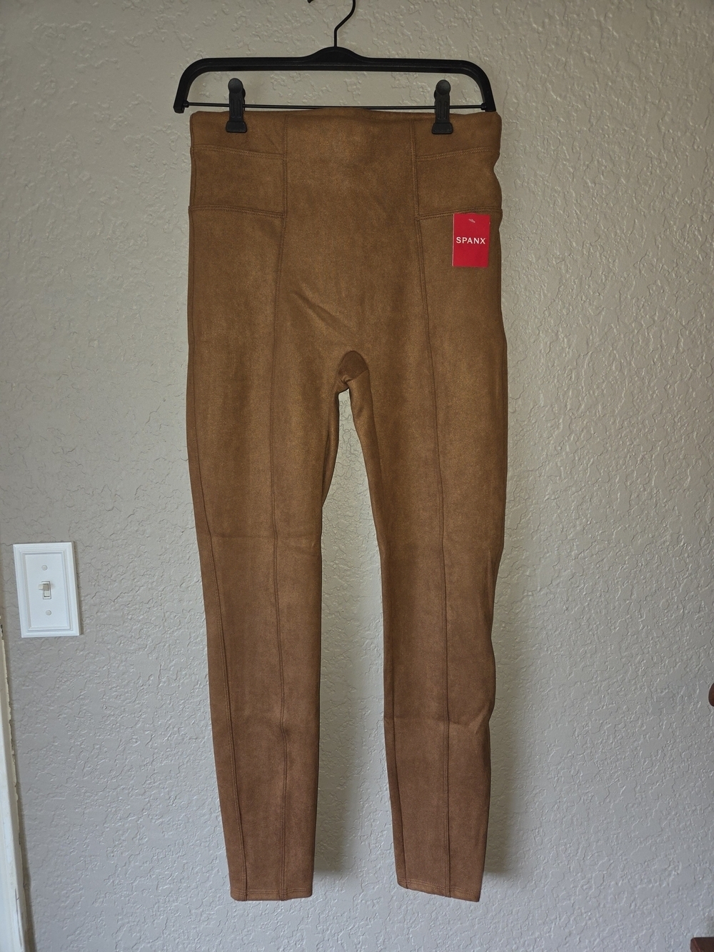 SPANX Faux Suede High-Waist Leggings - Camel Brown
